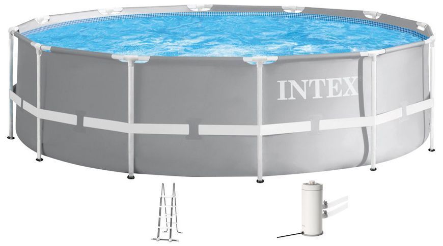Каркасний басейн Intex 26718 Premium (366х122 см) з картриджним фільтром та драбиною | Palau Premium 🟦 Все для будівництва та експлуатації басейнів 🏊🌊