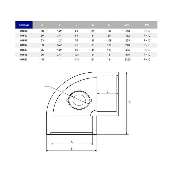 ПВХ колено Hidroten "AIR L" 1001619, 90&deg;, с металлическим кольцом, d90 | Palau Premium 🟦 Все для будівництва та експлуатації басейнів 🏊🌊