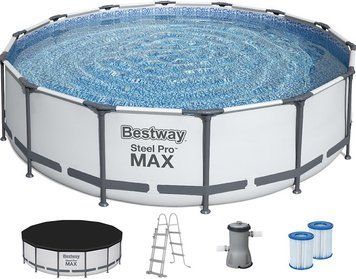 Каркасний басейн Bestway 56950 (427х107 см) з картриджним фільтром, тентом і драбиною | Palau Premium 🟦 Все для будівництва та експлуатації басейнів 🏊🌊